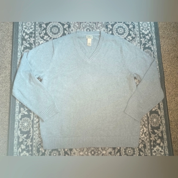 L.L. Bean Other - ll Bean Mens V Neck Sweater XL Gray Cotton Heavy Knit Normcore Preppy Outdoor